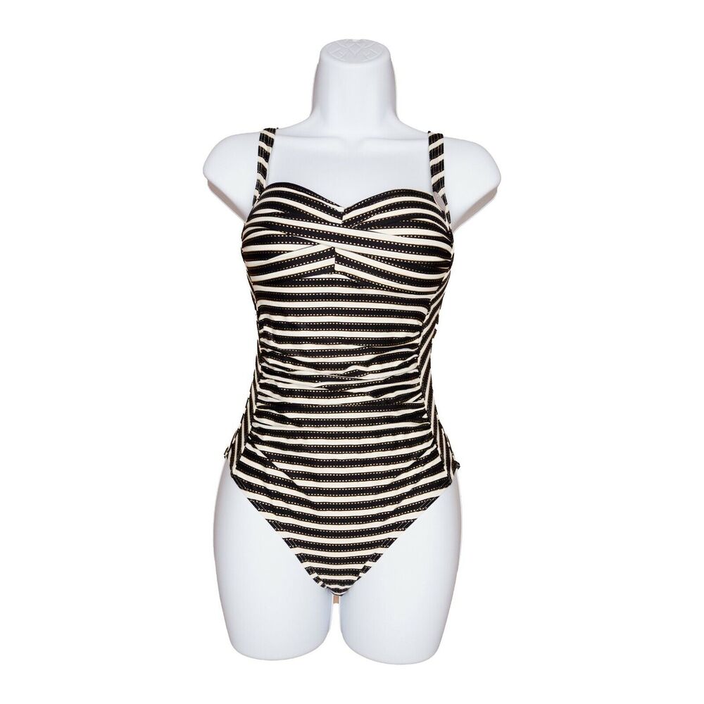 Nip Tuck Stripe Joanne Twist Front One Piece Swim… - image 1